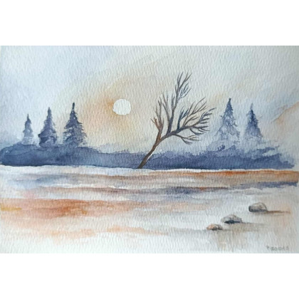 Paulina Lebida - obrazy akwarela - Pejzaż- akwarela formatu A5 foto #1