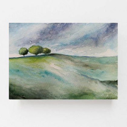 Pejzaż 2- akwarela formatu A5, Paulina Lebida, obrazy akwarela