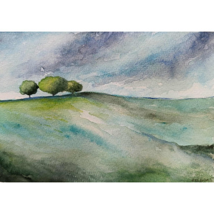 Paulina Lebida - obrazy akwarela - Pejzaż 2- akwarela formatu A5 foto #1