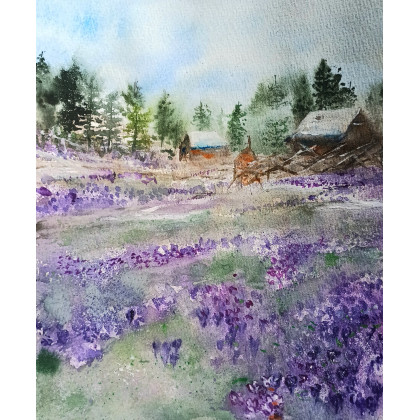 Dolina Chochołowska -krokusy-Akwarela A4, BeaGajaszek, obrazy akwarela