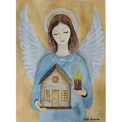 Beata Rudecka - obrazy akwarela - Akwarela Akwarelka Obraz pt: Anioł Opiekun foto #1