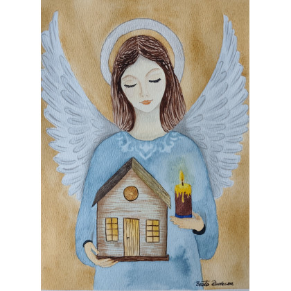 Beata Rudecka - obrazy akwarela - Akwarela Akwarelka Obraz pt: Anioł Opiekun foto #3