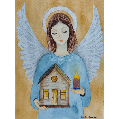 Beata Rudecka - obrazy akwarela - Akwarela Akwarelka Obraz pt: Anioł Opiekun foto #4