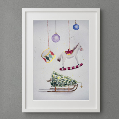 Akwarela A4: Kartka świąteczna, Yunona Kucherevska, obrazy akwarela