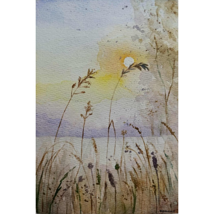 Paulina Lebida - obrazy akwarela - Jesienne trawy-  akwarela formatu A5 foto #1