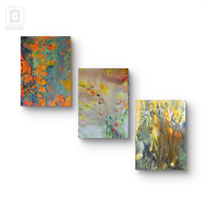 Akwarela pt. Wiosenne zauroczenie tryptyk, Ewa Mościszko, obrazy akwarela