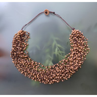 Naszyjnik Karmelowe Drobinki Kuleczki Rokail Sznurek