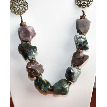 Krótki naszyjnik z agatu indiańskiego, Katarzyna Gątkiewicz, korale,naszyjniki