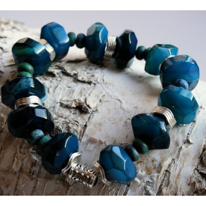 Katarzyna Gątkiewicz - bransoletki - Bransoletka z duzych bryłek agatu niebieskiego foto #1