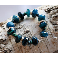 Bransoletka z duzych bryłek agatu niebieskiego