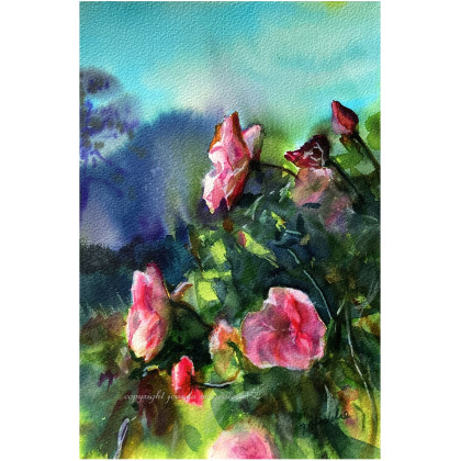 Pierwsze wejrzenie - akwarela w oprawie, Joanna Magdalena, obrazy akwarela