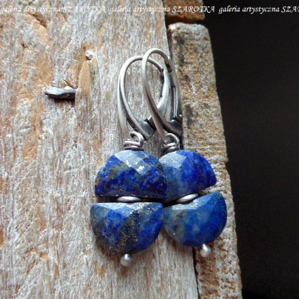 STARRY SKY kolczyki z lapisu i srebra, szarotka, kolczyki 