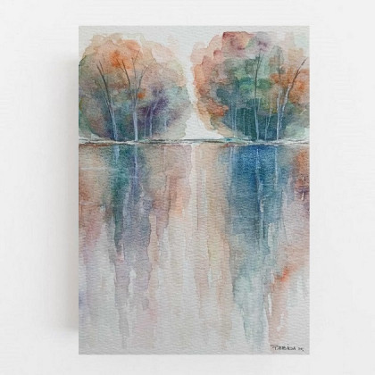 Drzewa- akwarela formatu A5, Paulina Lebida, obrazy akwarela