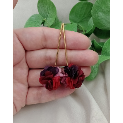 Soutacheria - kolczyki - Kolczyki kwiaty bordowe sztyfty, małe kolczyki na sztyft foto #1