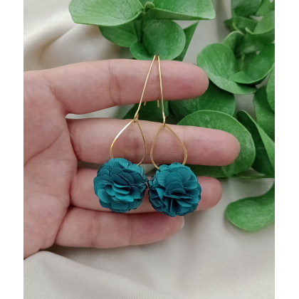 Soutacheria - kolczyki - Kolczyki kwiaty zielone, szmaragdowe kolczyki, butelkowe zielone foto #1