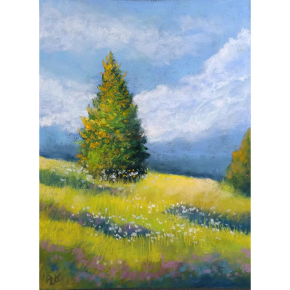 Paulina Lebida - pastele suche - Letnia łąka - rysunek pastelami foto #1