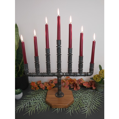 Świecznik Loftowy 7-punktowy  F007_1-W1 Dekoracja stołu i wnętrza w stylu Loft, Pracownia 3MP-CAD, lampy, świeczniki