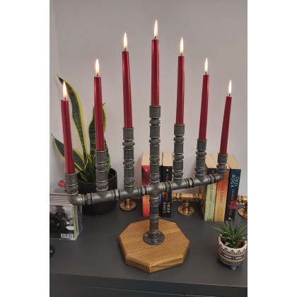 Pracownia 3MP-CAD - lampy, świeczniki - Świecznik Loftowy 7-punktowy  F007_1-W1 Dekoracja stołu i wnętrza w stylu Loft foto #2