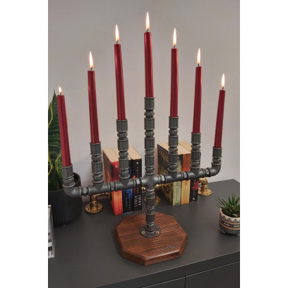 Świecznik Loftowy 7-punktowy F007_1-W2 Dekoracja stołu i wnętrza w stylu Loft, Pracownia 3MP-CAD, lampy, świeczniki