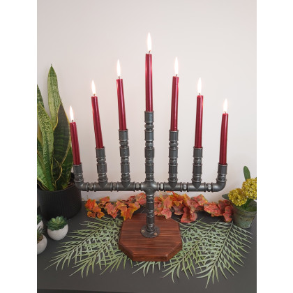 Pracownia 3MP-CAD - lampy, świeczniki - Świecznik Loftowy 7-punktowy F007_1-W2 Dekoracja stołu i wnętrza w stylu Loft foto #2