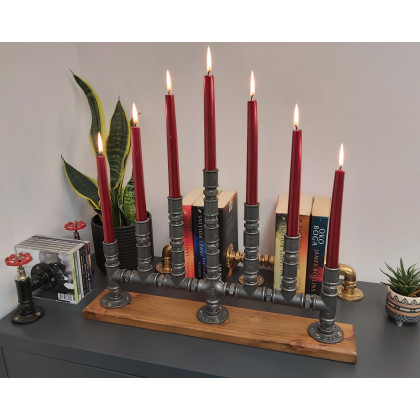 Świecznik Loftowy 7-punktowy F007_2-W1 Dekoracja stołu i wnętrza w stylu Loft, Pracownia 3MP-CAD, lampy, świeczniki