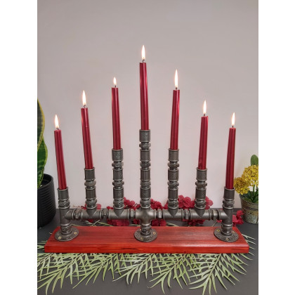 Pracownia 3MP-CAD - lampy, świeczniki - Świecznik Loftowy 7-punktowy F007_2-W2 Dekoracja stołu i wnętrza w stylu Loft foto #2