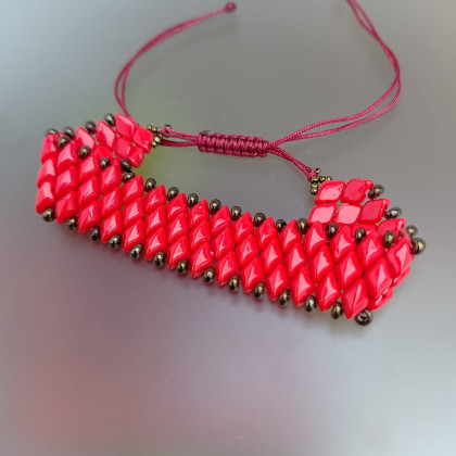 Bransoletka Korale Czerwone Gemduo Szeroka bra25.15, unikatart, korale,naszyjniki