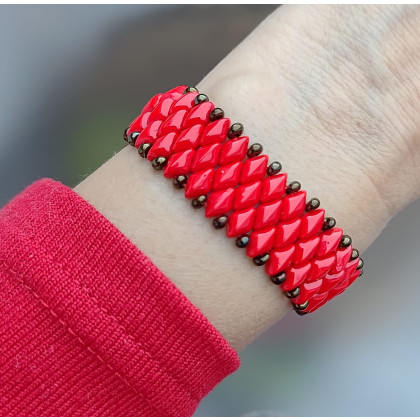 unikatart - korale,naszyjniki - Bransoletka Korale Czerwone Gemduo Szeroka bra25.15 foto #1