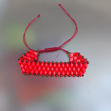 unikatart - korale,naszyjniki - Bransoletka Korale Czerwone Gemduo Szeroka bra25.15 foto #2