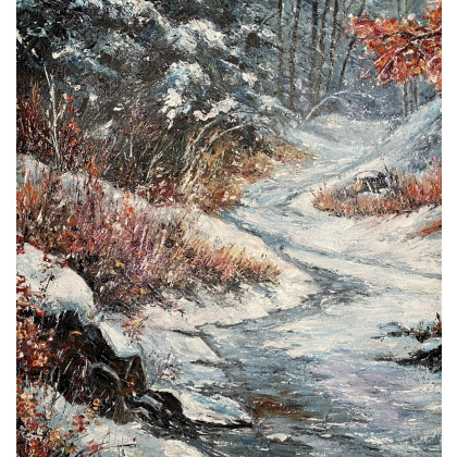 Myroslava Burlaka - obrazy olejne - Pierwszy śnieg na karminowych liściach. foto #2