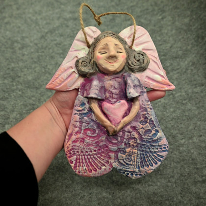 Anioł Radości. Ceramiczny Aniołek. Dekor wiszący, Anawa-art, anioły i aniołki