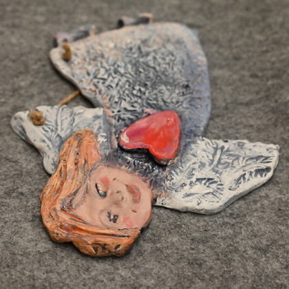 Anawa-art - anioły i aniołki - Anioł Zimowy. Ceramiczny Aniołek. Dekor wiszący foto #1