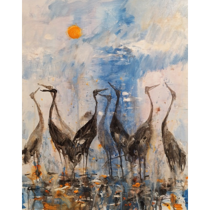 Dariusz Grajek - olej + akryl - Słońce i ptaki.... foto #1