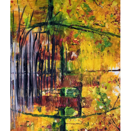 Zlota Polska jesien, Ewa Mościszko, olej + akryl