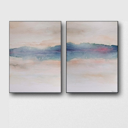 Pejzaż-  dwie akwarele  formatu 32/24 cm, Paulina Lebida, obrazy akwarela