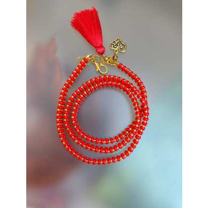 unikatart - korale,naszyjniki - Bransoletka Żmijka Czerwona Z Koralików 25.18 foto #2