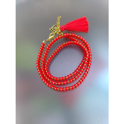 unikatart - korale,naszyjniki - Bransoletka Żmijka Czerwona Z Koralików 25.18 foto #4