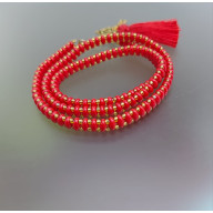 Bransoletka Żmijka Czerwona Z Koralików 25.18