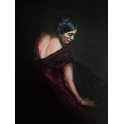 paweln - obrazy olejne - Kobieta w bordowej sukni foto #2