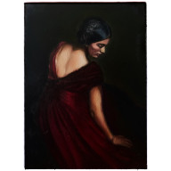 Kobieta w bordowej sukni