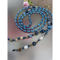 Naszyjnik Niebieskie Korale Długie Perły I Hematyt 25.158