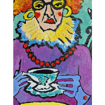 Marlena Kuć - obrazy olejne - dwór koci i jedna filiżanka foto #1