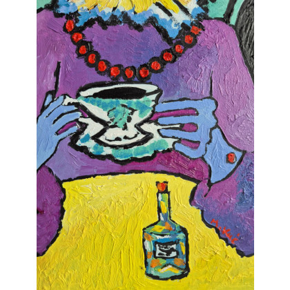 Marlena Kuć - obrazy olejne - dwór koci i jedna filiżanka foto #2