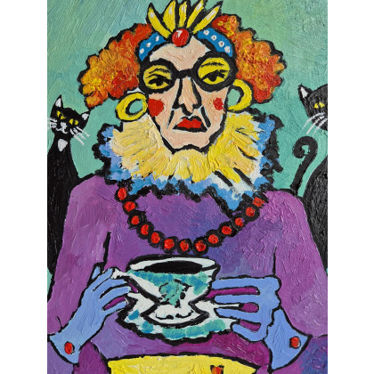 Marlena Kuć - obrazy olejne - dwór koci i jedna filiżanka foto #3