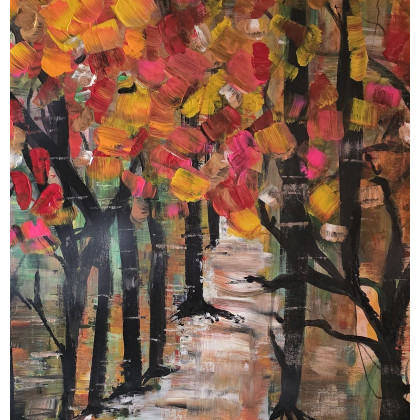 Jesienne zauroczenie, Ewa Mościszko, olej + akryl