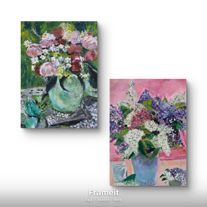 Kwiecista kompozycja, Krystyna Mościszko, obrazy akryl