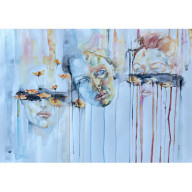 Kobieta - Jesień  -  akwarela