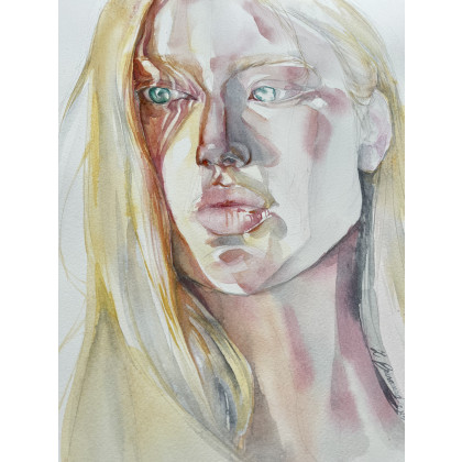 Zuzanna Bieszczad - obrazy akwarela - Kobieta w łunie światła - akwarela foto #3