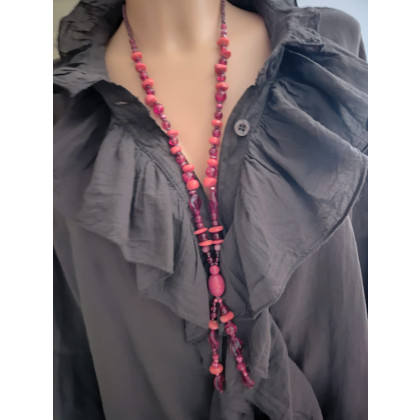 unikatart - korale,naszyjniki - Naszyjnik Czerwone Korale Długie Koral Koralowiec Perły foto #3