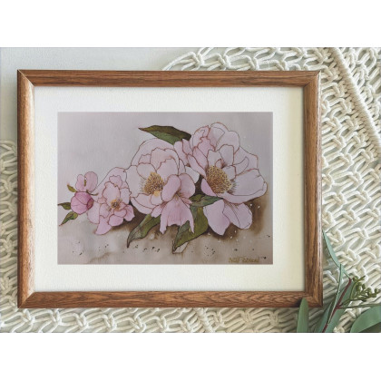 Akwarela Akwarelka Obraz pt: Peonie, Beata Rudecka, obrazy akwarela